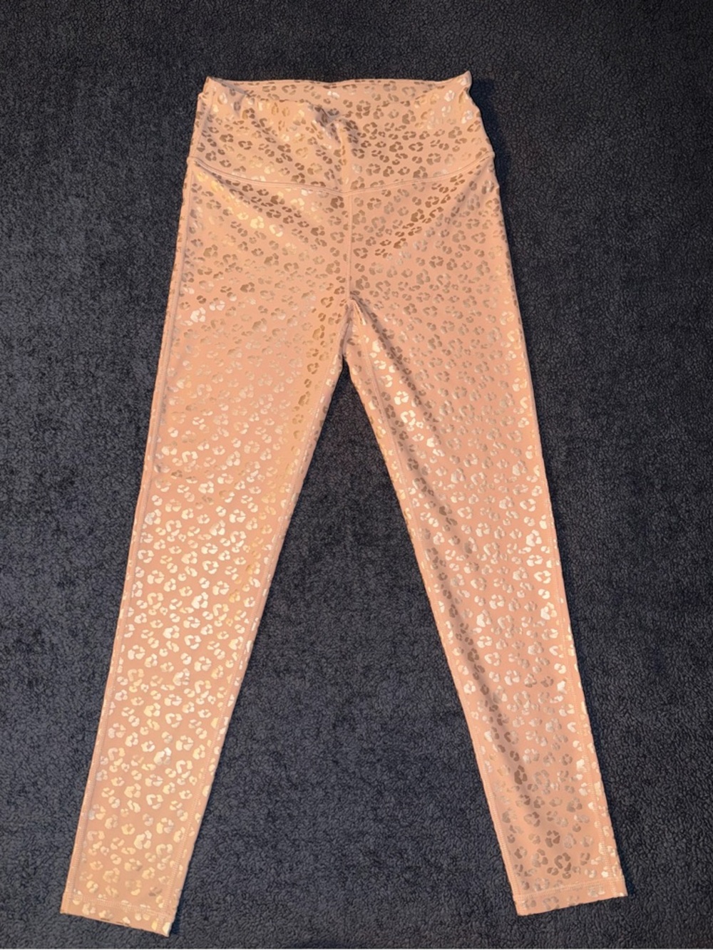 Mono B Peach Metallic Leopard High-Waist Leggings